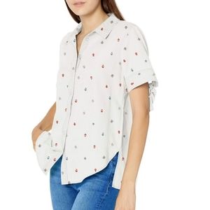 ❤️ ELLA MOSS BEETLE PRINT TIE SLEEVE BUTTON DOWN SHIRT / TOP, XL